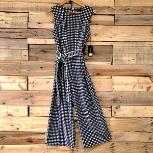 TOMMY HILFIGER gingham-print cropped jumpsuit sz 8